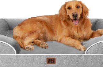 EHEYCIGA Orthopedic Dog Beds for Extra Large Dogs 44x32Inch, Waterproof Memory Foam XL Pet Bed with Sides, Non-Slip and Egg-Crate Foam Big Dog Couch Bed with Washable Removable Cover, Grey