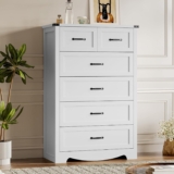 Tall 6-Drawer Dresser for Bedroom, Modern Wooden Chest of Drawers with Metal Handles, Anti-Tipping Design, Sturdy and Stable Storage Organizer for Living Room, Entryway, Home Office