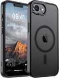 SUPFINE Magnetic for iPhone 16e Case (Compatible with MagSafe)(Military Grade Drop Protection) Slim Translucent Matte Shockproof with Anti-Fingerprint Phone Cover 2025,Black