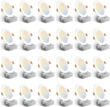 Amico 24 Pack 6 Inch 5CCT Ultra-Thin LED Recessed Ceiling Light with Junction Box, 1050LM Brightness, Dimmable Canless Wafer Downlight, 12W, ETL&FCC