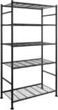 Sakugi Storage Shelves – 5 Tier Shelf Organizer, Heavy Duty Garage Shelving Unit with Leveling Feet, Stable Metal Shelves Organizer for Pantry, Kitchen and Closet, 33.0″ W x 12.6″ D x 72.0″ H, Black
