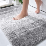 OLANLY Bathroom Rug Mat 30×20, Extra Soft and Absorbent Microfiber Bath Rugs, Non-Slip Plush Shaggy Bath Carpet, Machine Wash Dry, Bath Mats for Bathroom Floor, Tub and Shower, Light Grey