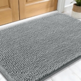 OLANLY Dog Door Mat for Muddy Paws 30×20, Absorbs Moisture and Dirt, Absorbent Non-Slip Washable Doormat, Quick Dry Chenille Mud Mat for Dogs, Entry Indoor Entryway Carpet for Inside Floor, Grey