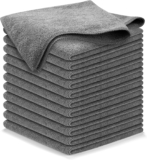 USANOOKS Microfiber Cleaning Cloth Grey – 12 Pcs (12.5″x12.5″) – High Performance – 1200 Washes, Ultra Absorbent Microfiber Towel Weave Grime & Liquid for Streak-Free Mirror Shine – Car Washing Cloth